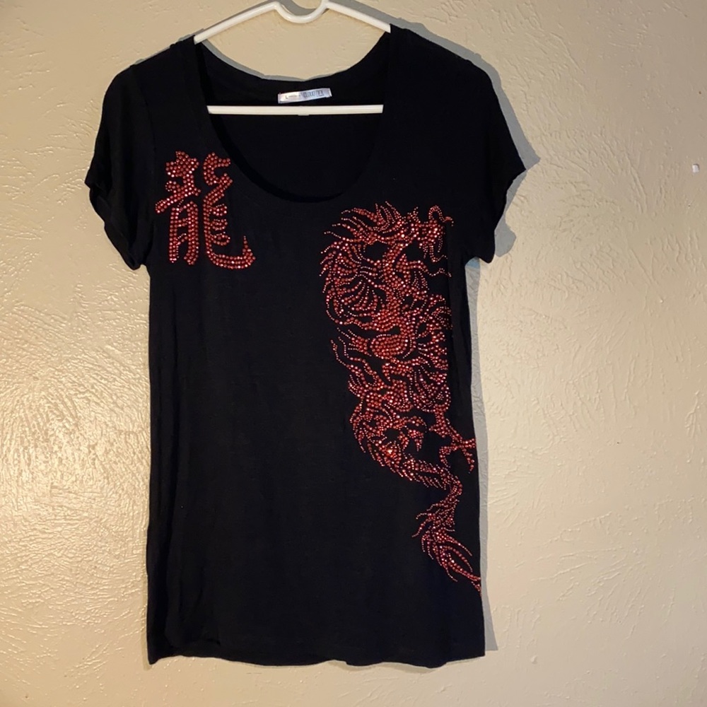 Cloud Nine Black Bejeweled T-shirt with short sleeves